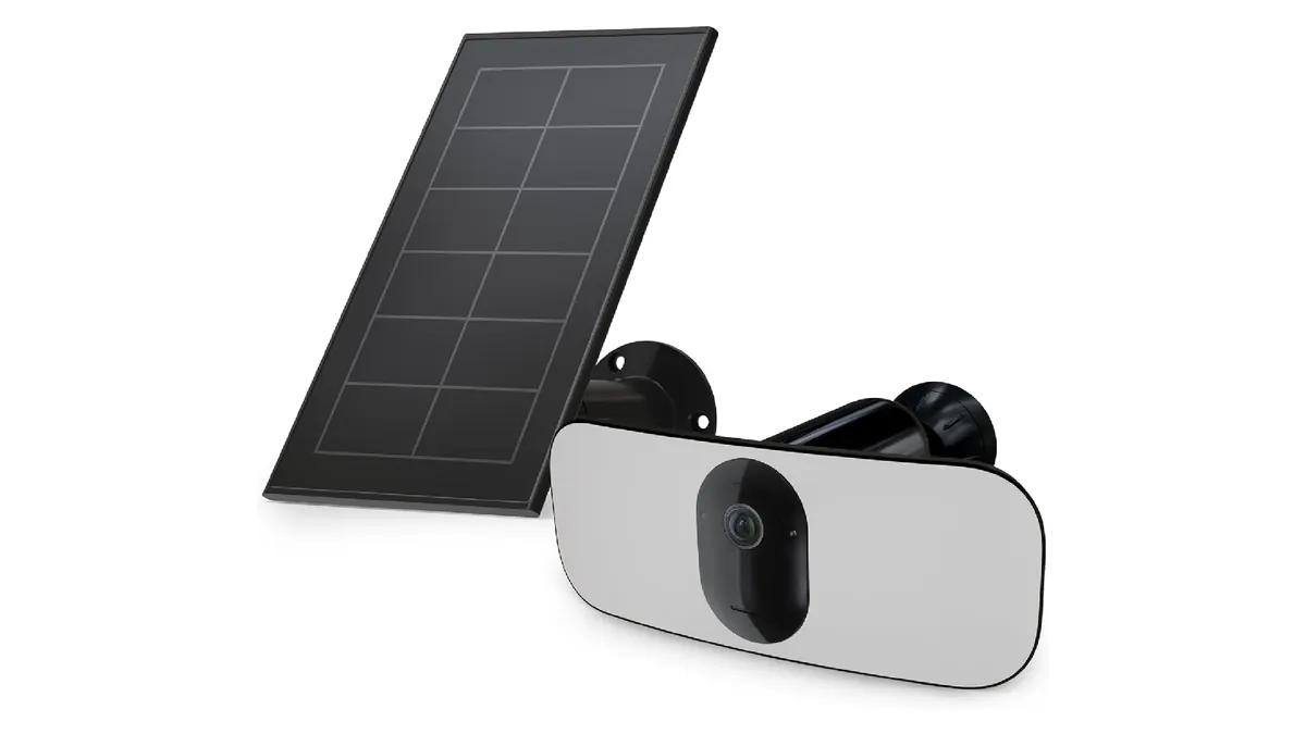 Solar panel and 4G security camera mounted on a pole at a remote site